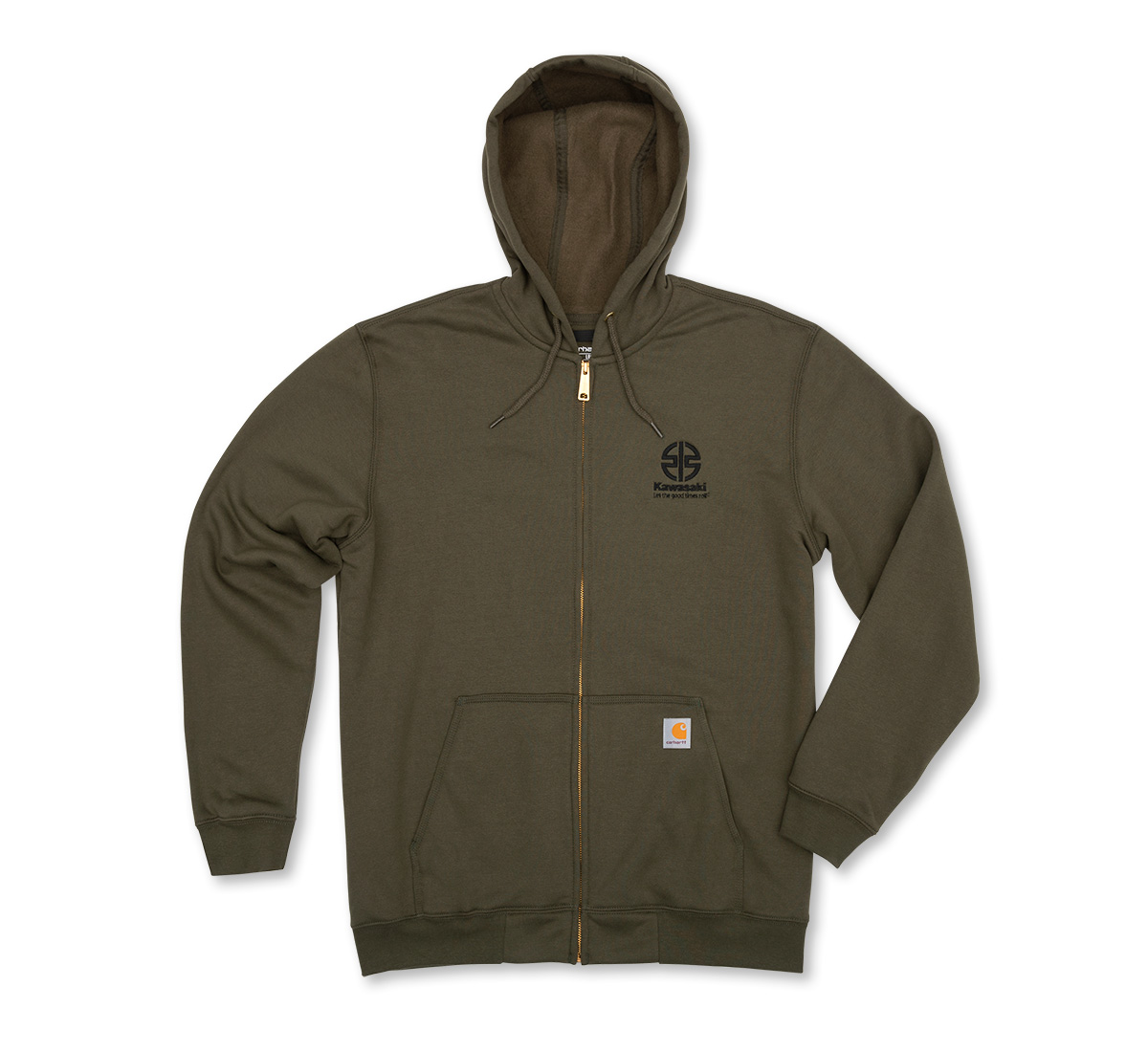 Kawasaki River Mark Logo Carhartt ® Midweight Hooded Zip-Front Sweatshirt