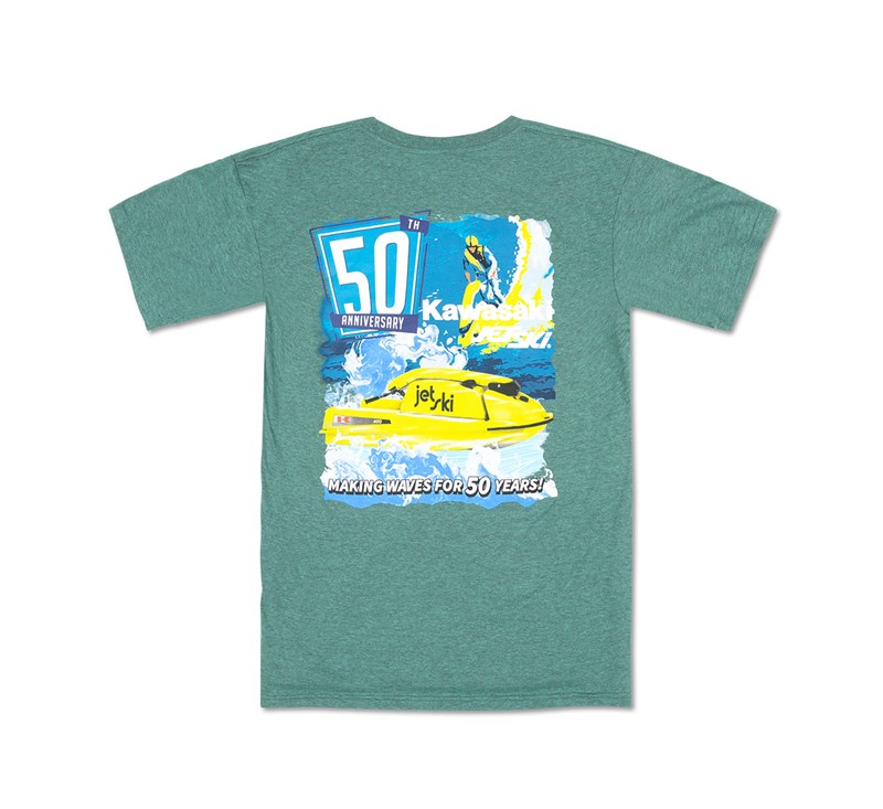 Kawasaki Jet Ski 50th Anniversary Stand-Up T-Shirt detail photo 2