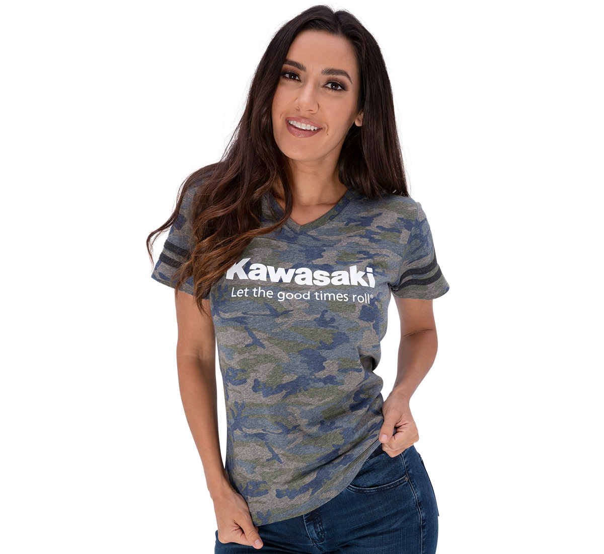 Women's Kawasaki Let the Good Times Roll® Vintage Camo Tee