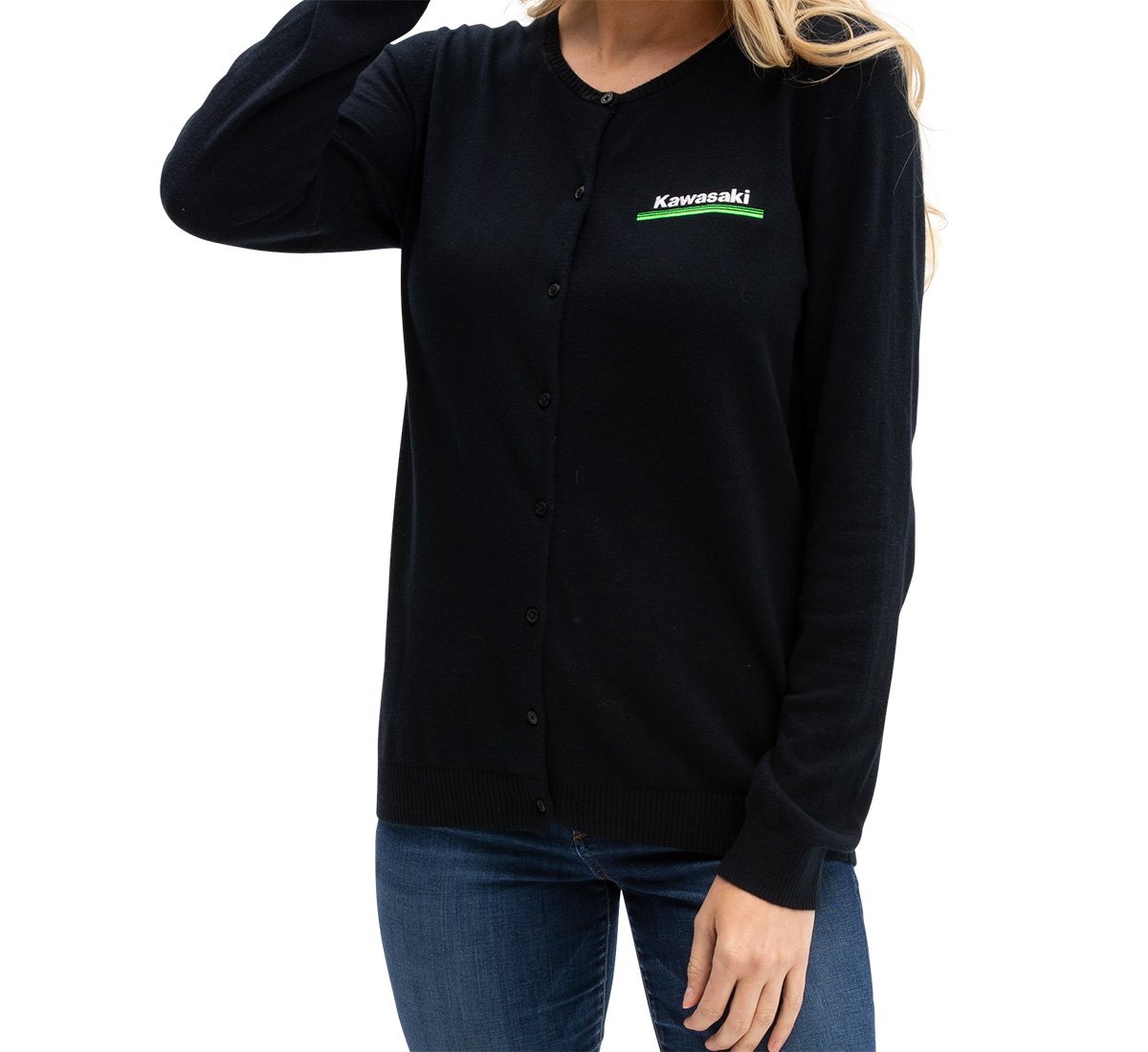 Women's Kawasaki 3 Green Lines Cardigan Sweater