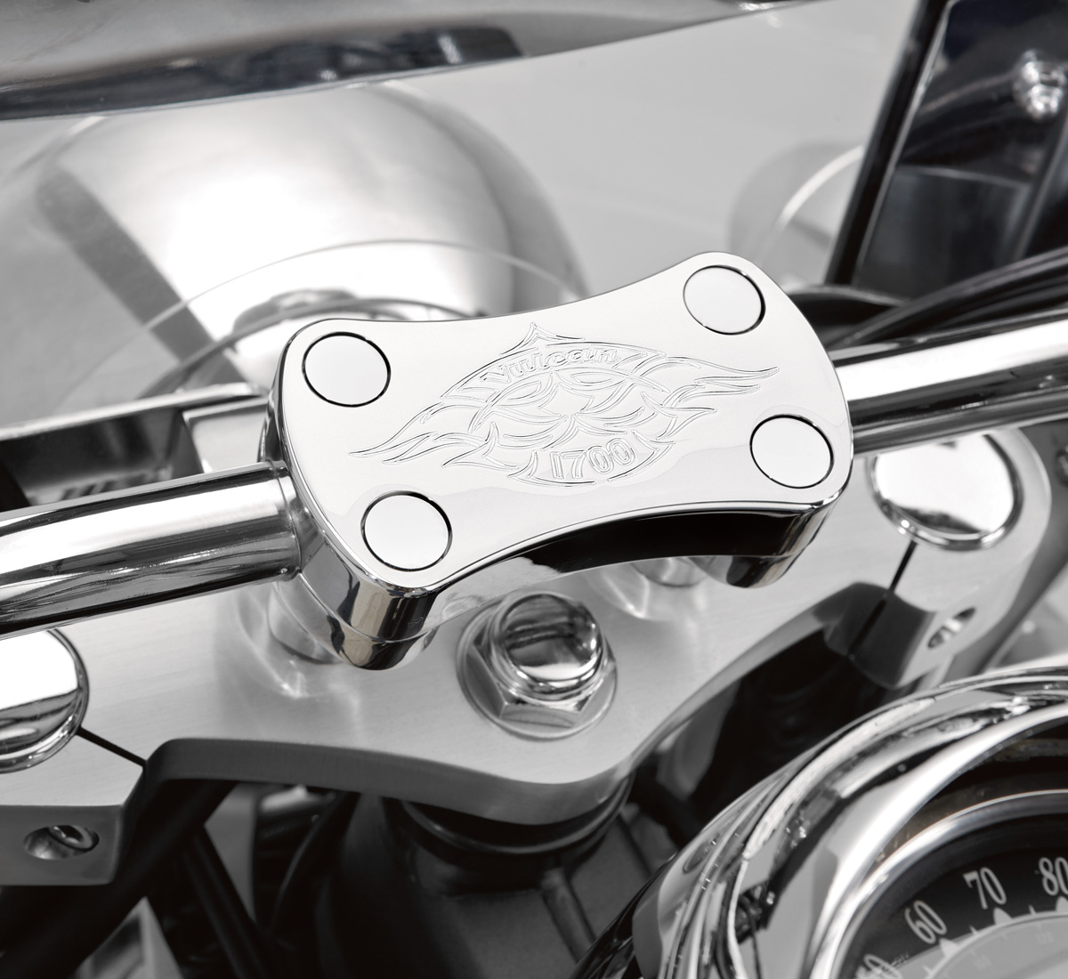 Billet Handlebar Clamp, Chrome Flame
